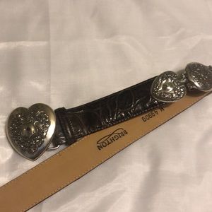 Brighton leather belt with heart buckle & decor